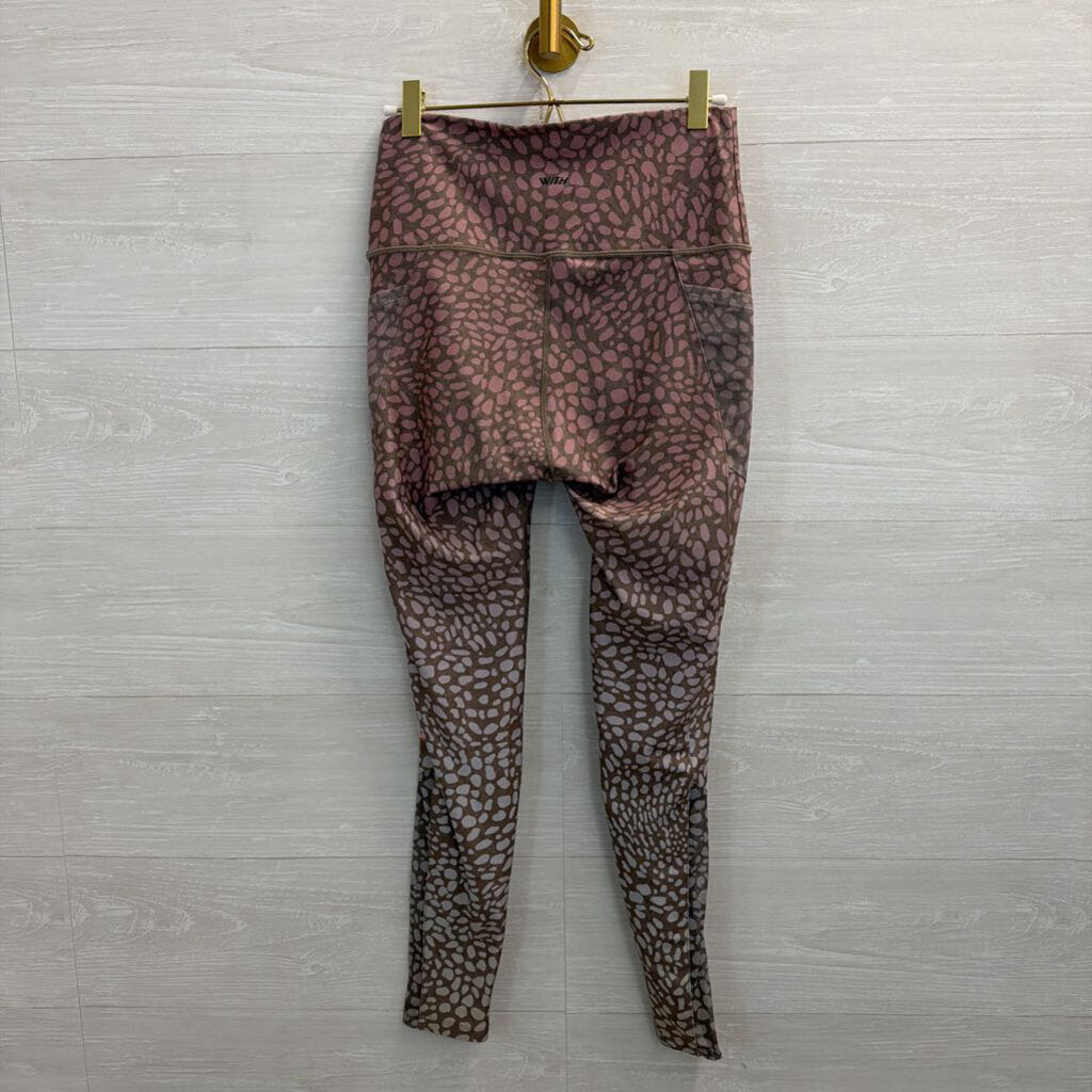 Wear It To Heart Peloton Brown/ Pink Print Leggings Medium