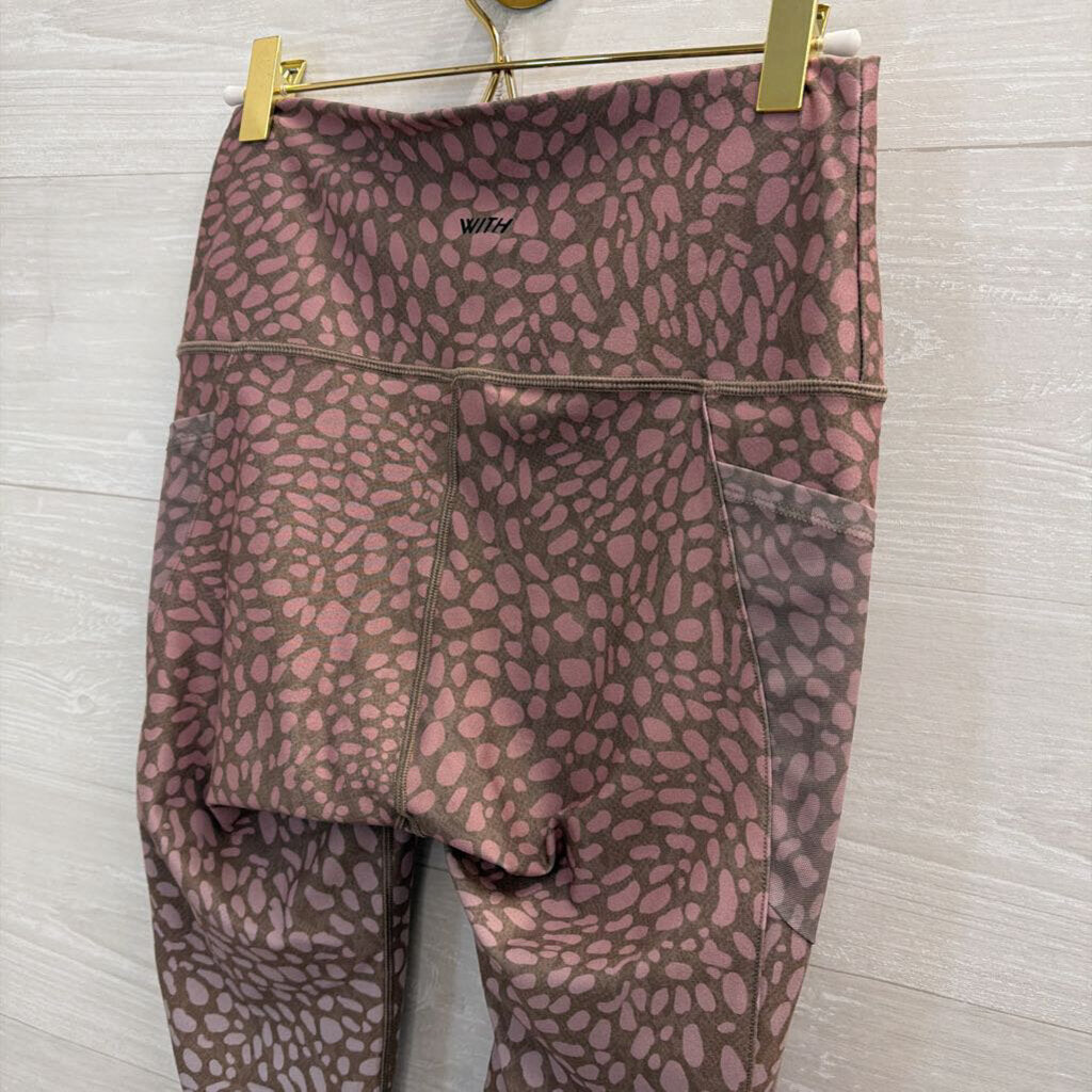 Wear It To Heart Peloton Brown/ Pink Print Leggings Medium