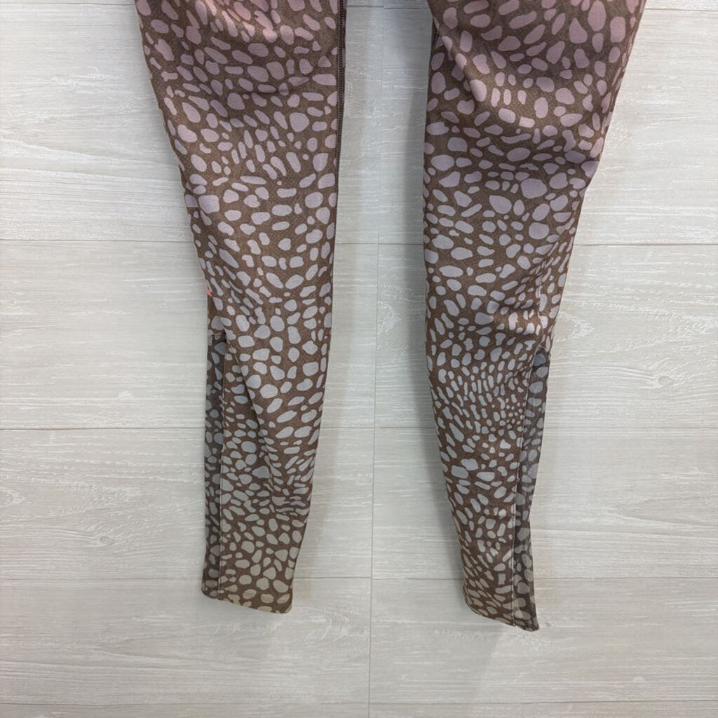 Wear It To Heart Peloton Brown/ Pink Print Leggings Medium
