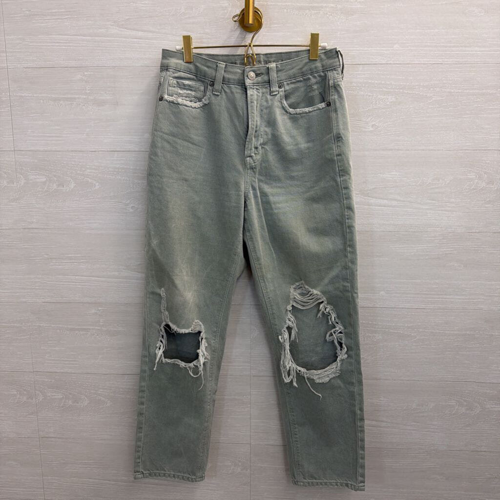 American Eagle Sage Green Denim Distressed Jeans 6