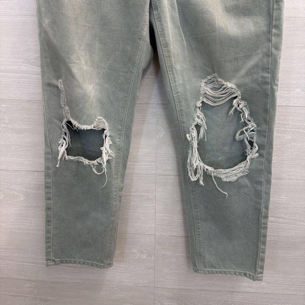 American Eagle Sage Green Denim Distressed Jeans 6