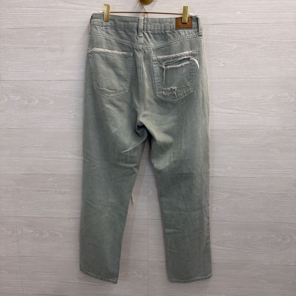 American Eagle Sage Green Denim Distressed Jeans 6
