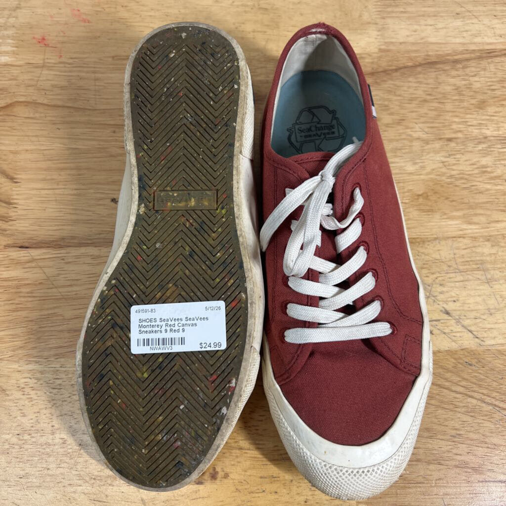 SeaVees Monterey Red Canvas Sneakers 9