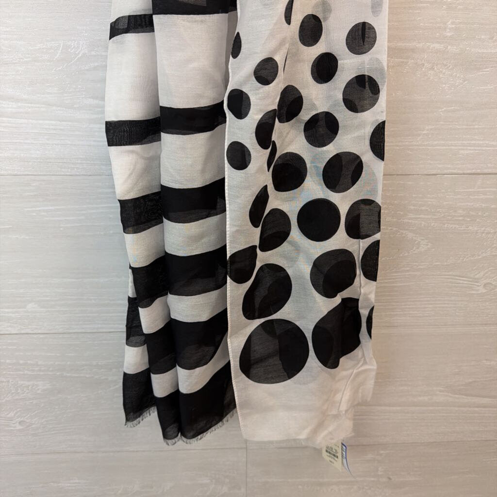 Talbots White/ Black Print Scarf