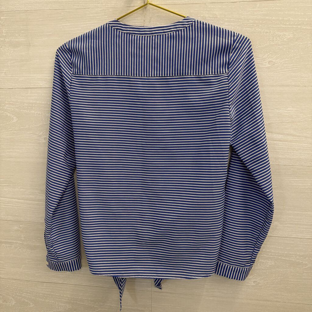 Talbots Blue/ White Striped Tie Front Long Sleeve Top Small Petite