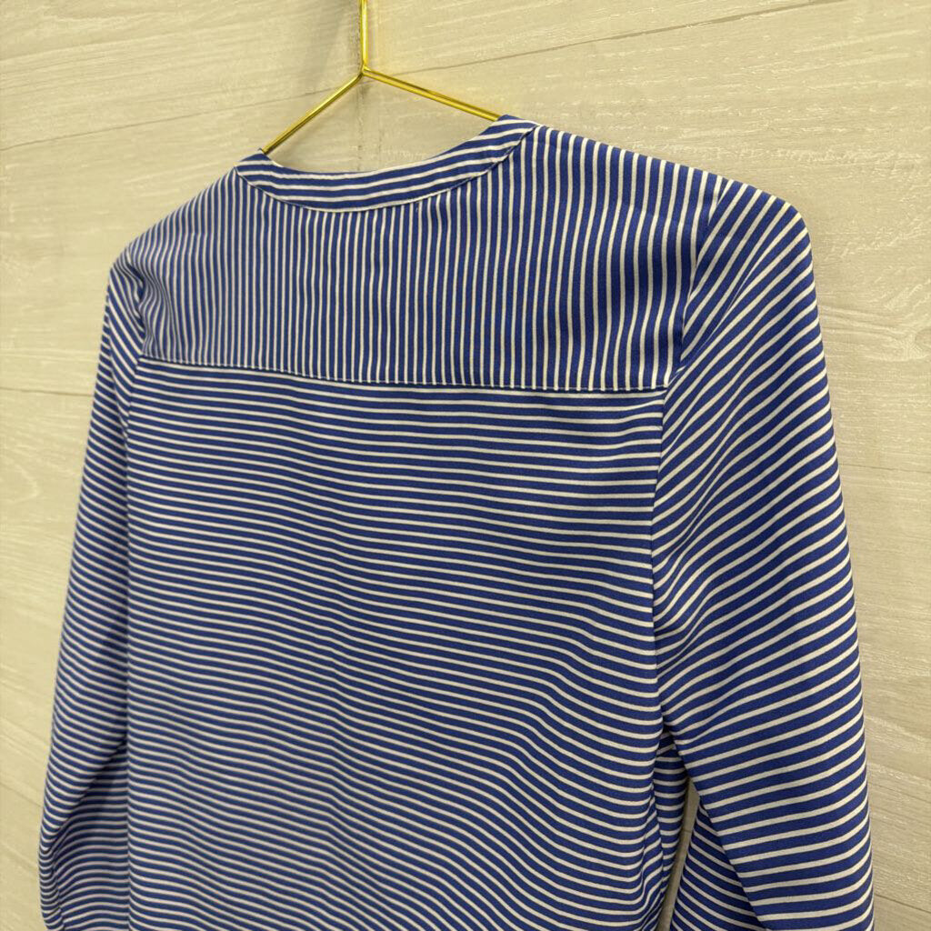 Talbots Blue/ White Striped Tie Front Long Sleeve Top Small Petite