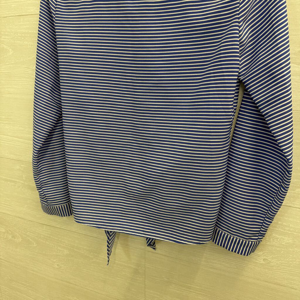 Talbots Blue/ White Striped Tie Front Long Sleeve Top Small Petite