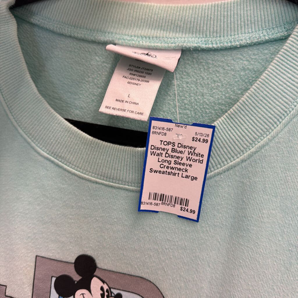 Disney Blue/ White Walt Disney World Long Sleeve Crewneck Sweatshirt Large