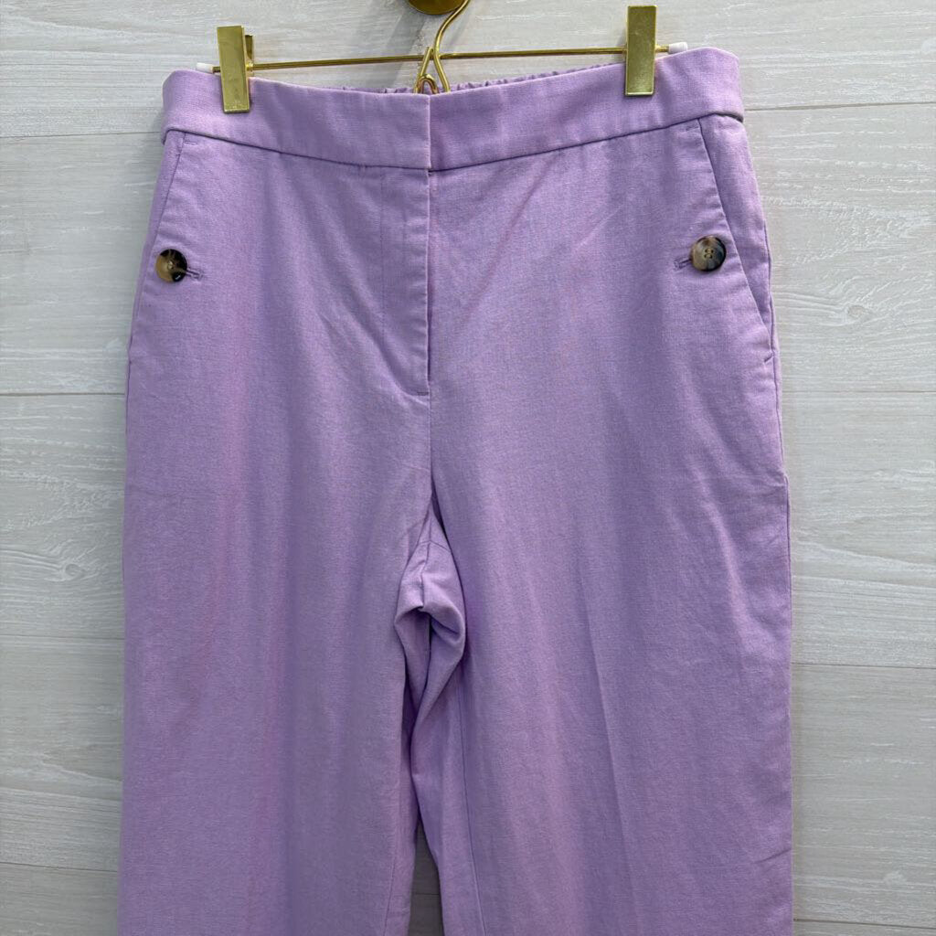 J Crew Purple Linen Blend High Waisted Pants 6