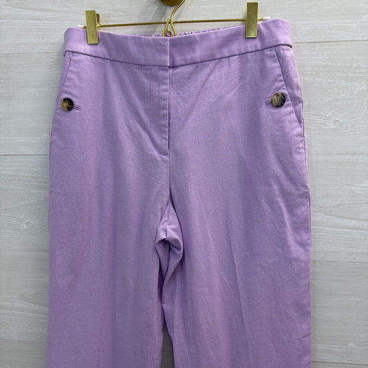 J Crew Purple Linen Blend High Waisted Pants 6