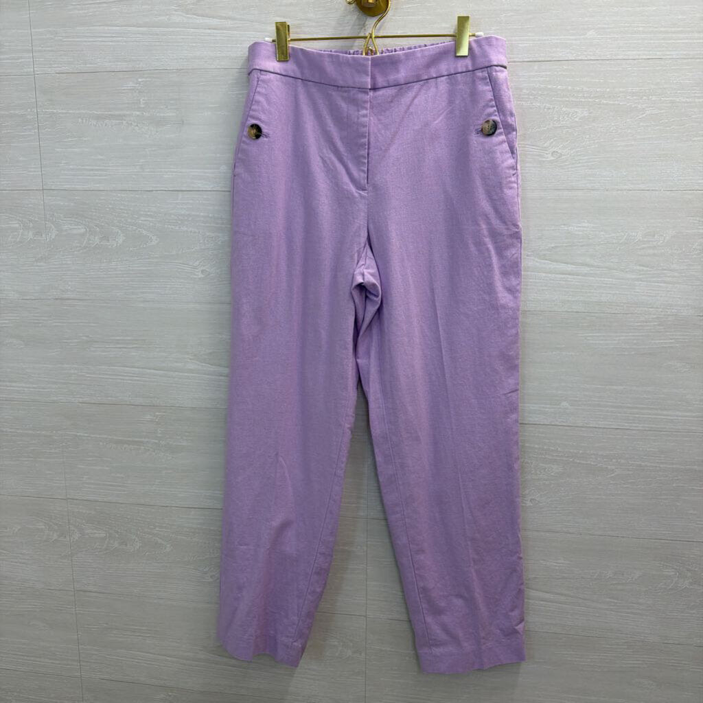J Crew Purple Linen Blend High Waisted Pants 6