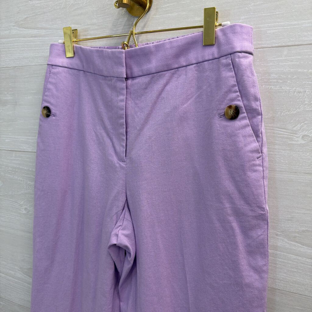 J Crew Purple Linen Blend High Waisted Pants 6
