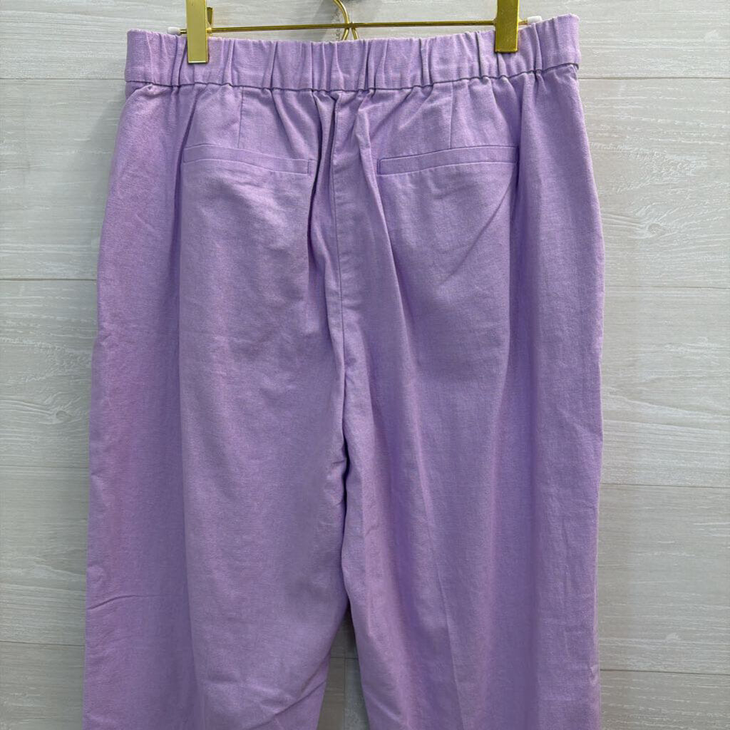 J Crew Purple Linen Blend High Waisted Pants 6