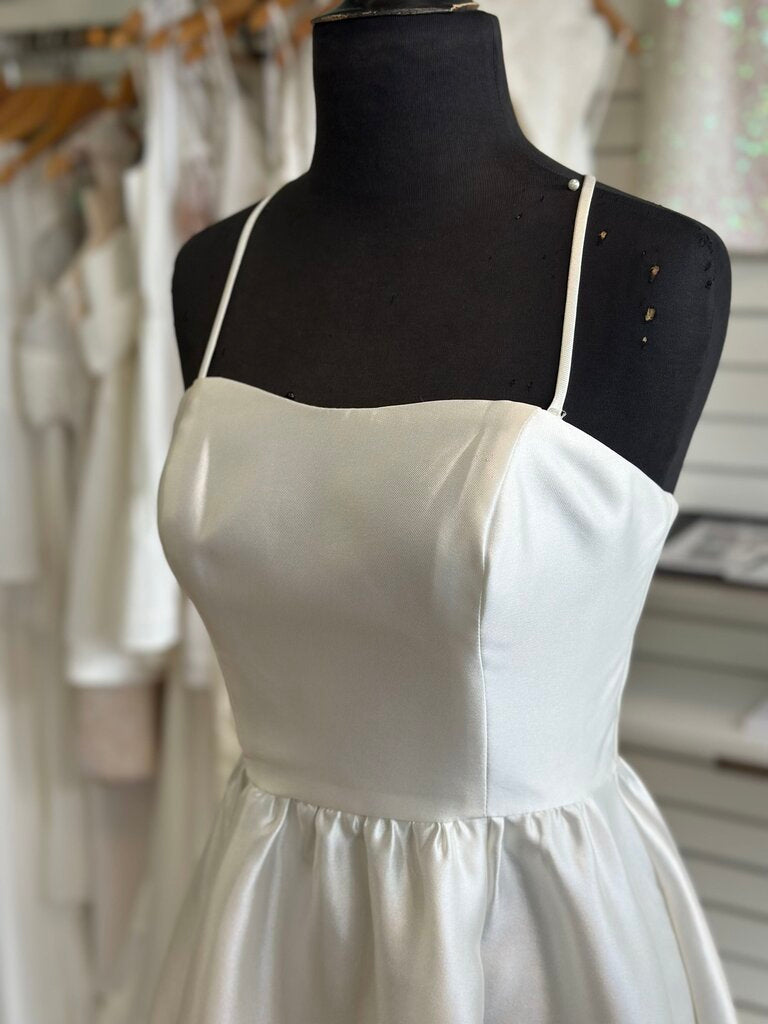 DB Studio High Low Satin Bridal Dress 2