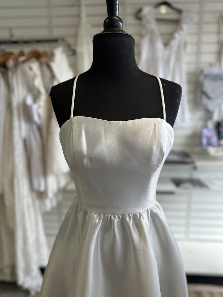 DB Studio High Low Satin Bridal Dress 2