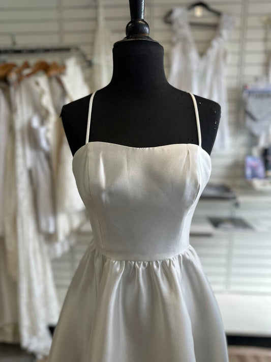 DB Studio High Low Satin Bridal Dress 2