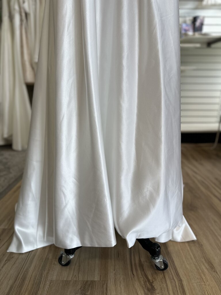 Ivory Satin Strapless Lace Up Back Bridal Gown Medium