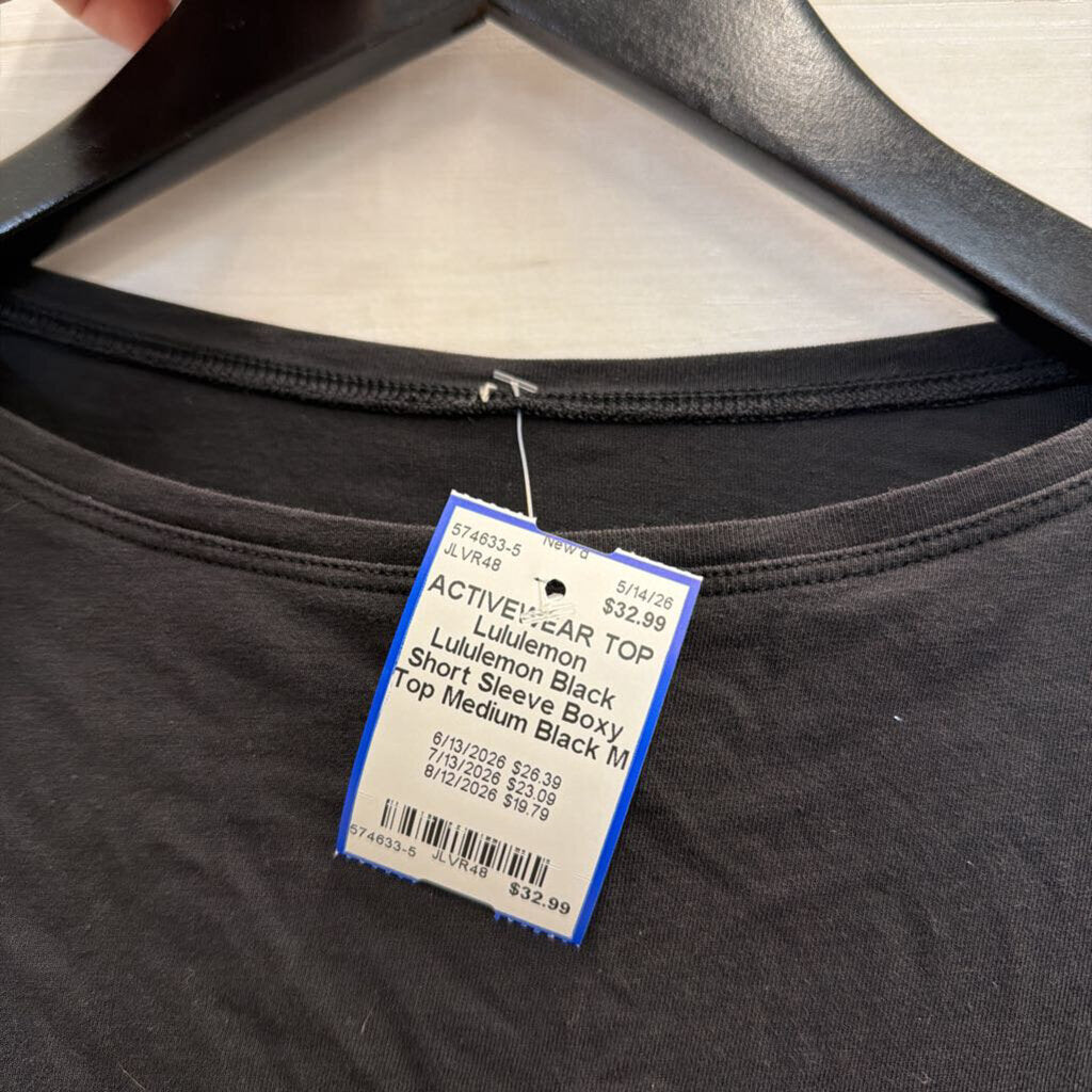 Lululemon Black Short Sleeve Boxy Top Medium