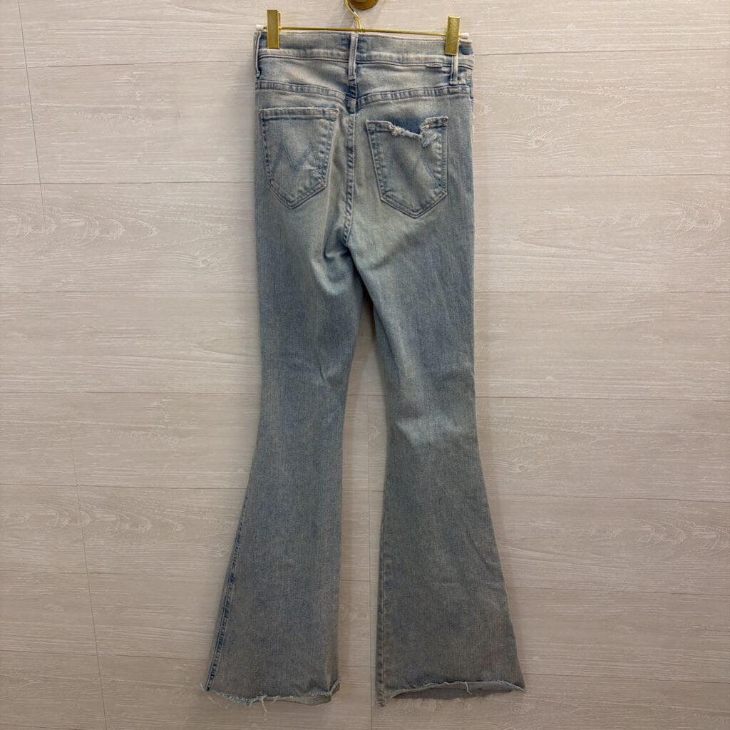 Mother Light Wash Distressed Flare Leg Jeans 25