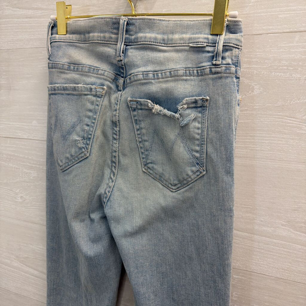 Mother Light Wash Distressed Flare Leg Jeans 25