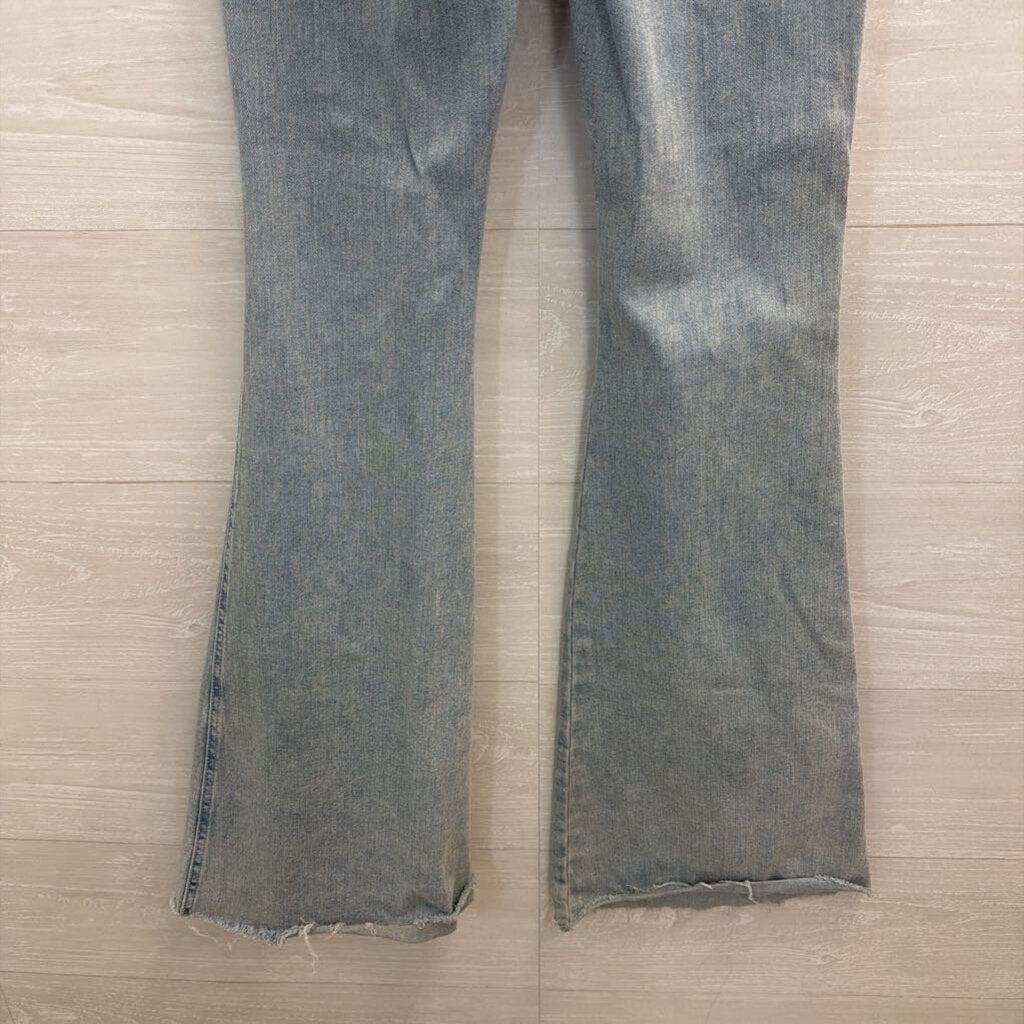 Mother Light Wash Distressed Flare Leg Jeans 25