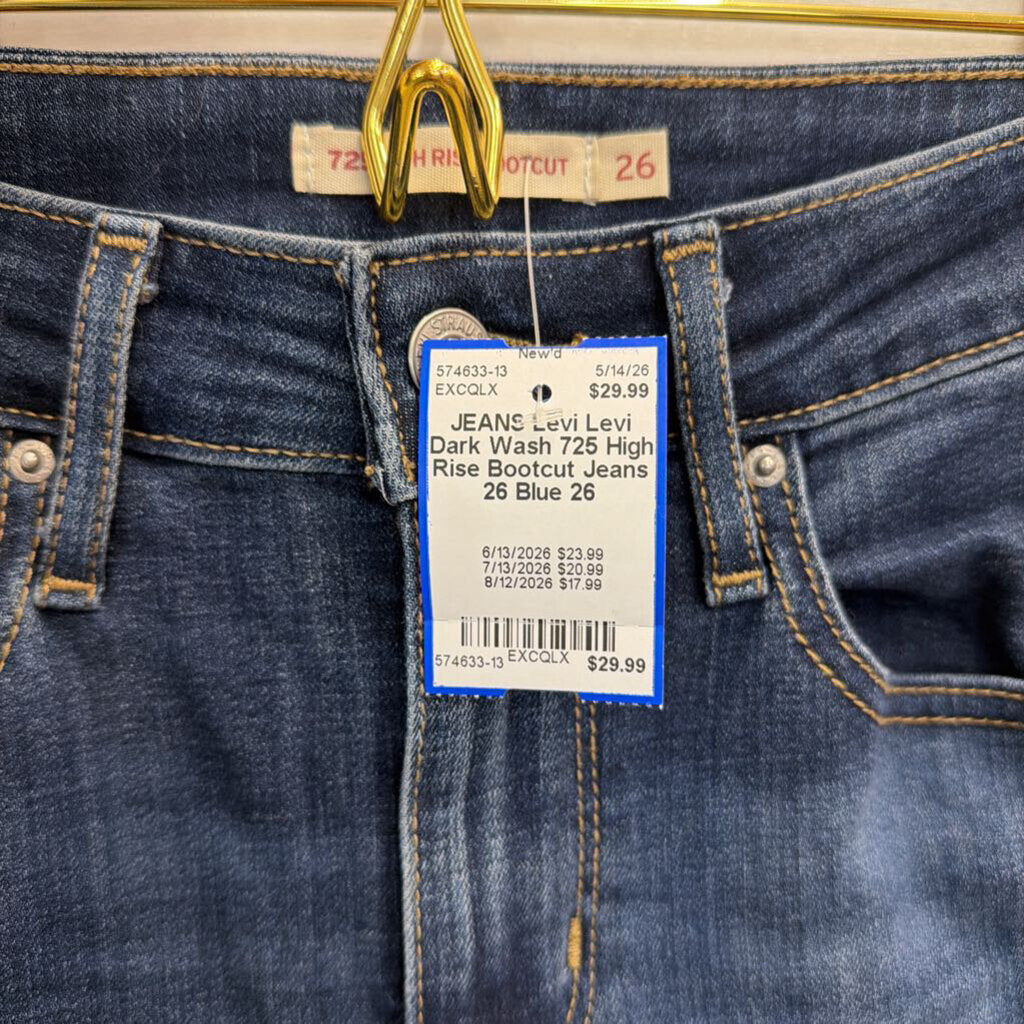 Levi Dark Wash 725 High Rise Bootcut Jeans 26