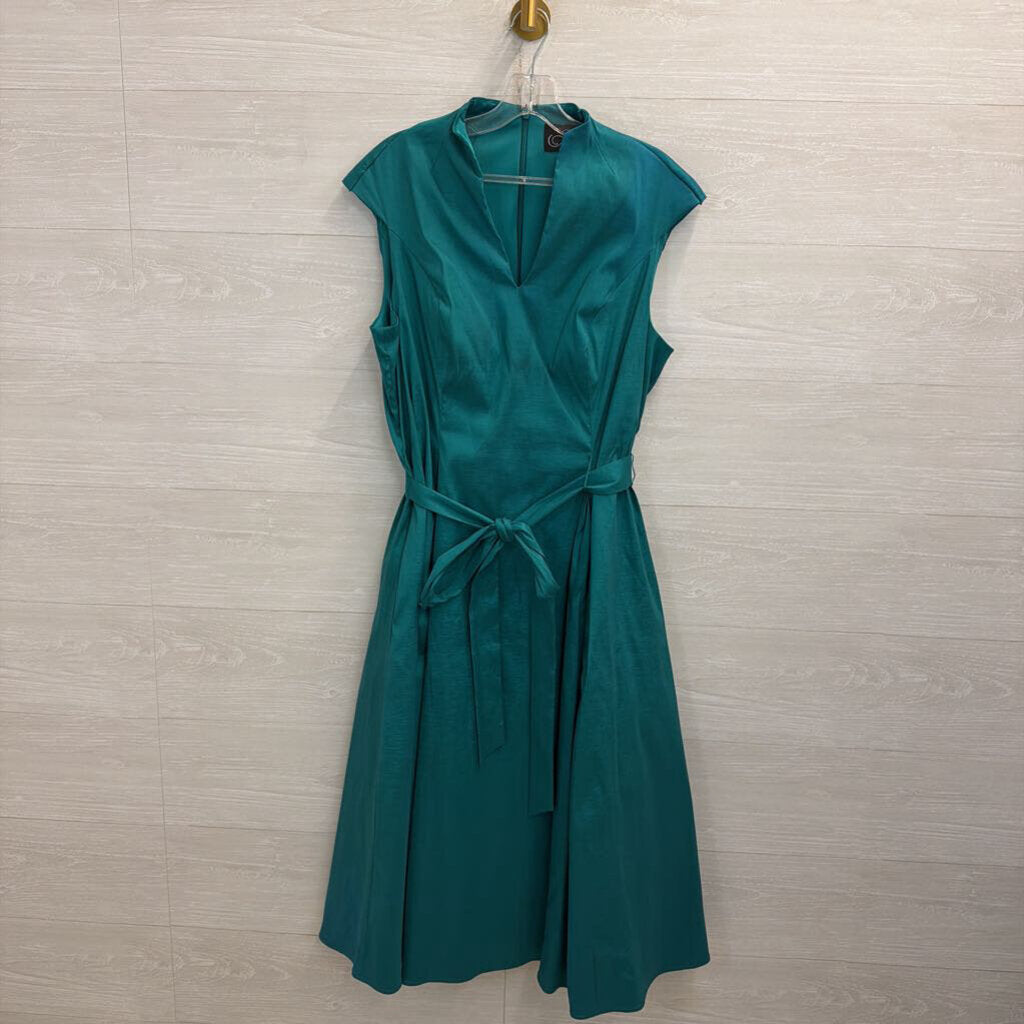 Alex Evenings Teal Short Sleeve Tie Waist Midi Dress 18