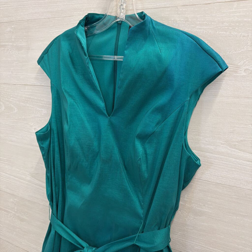 Alex Evenings Teal Short Sleeve Tie Waist Midi Dress 18