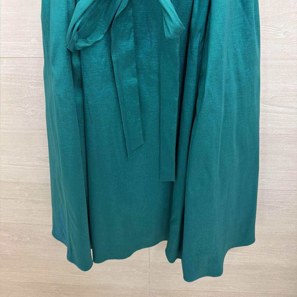 Alex Evenings Teal Short Sleeve Tie Waist Midi Dress 18