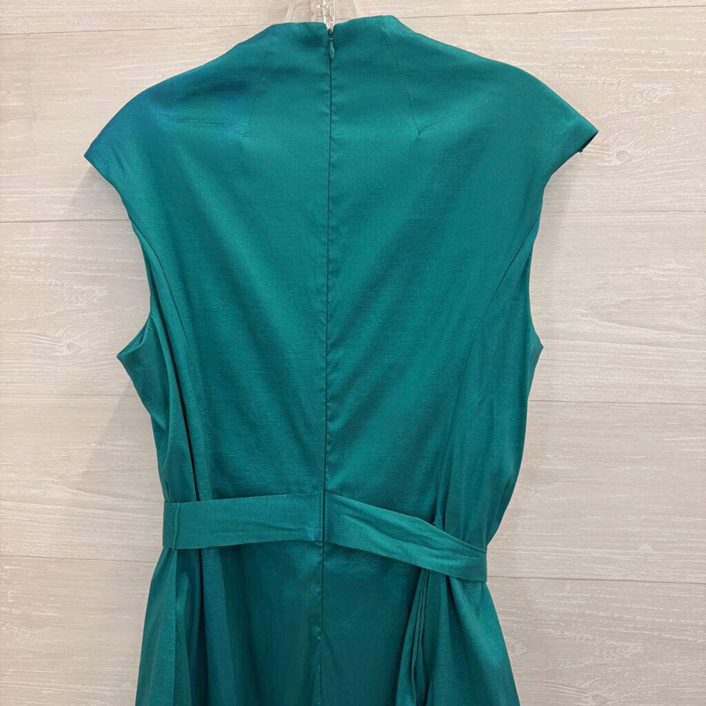 Alex Evenings Teal Short Sleeve Tie Waist Midi Dress 18