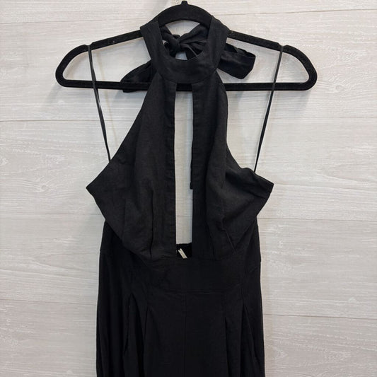 Anthropologie Black Halter Neck Cut Out Wide Leg Jumpsuit Extra Small