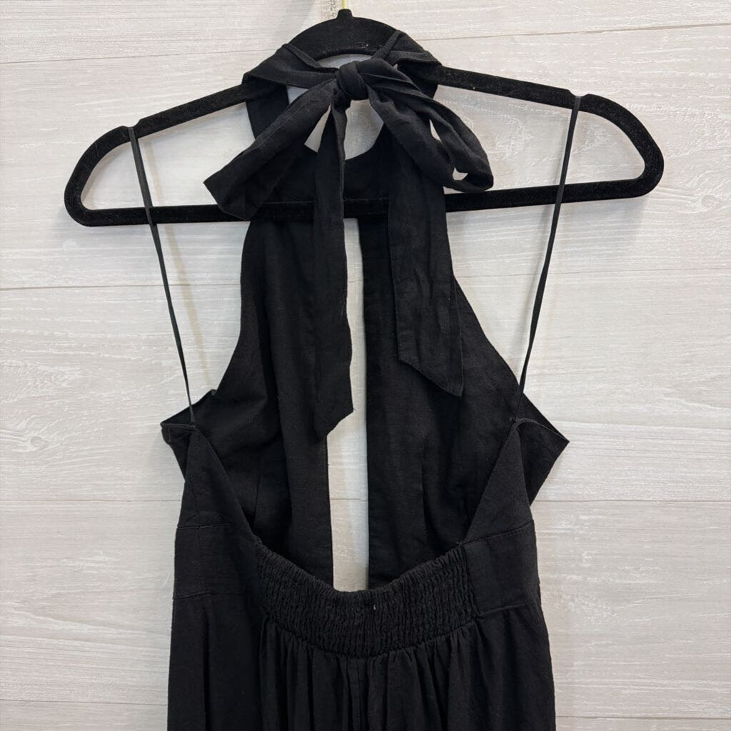 Anthropologie Black Halter Neck Cut Out Wide Leg Jumpsuit Extra Small