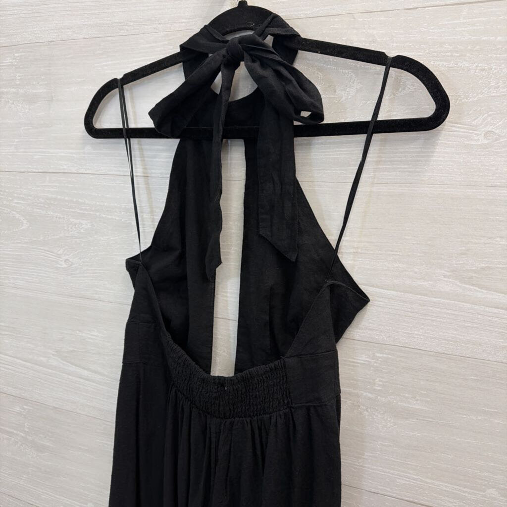 Anthropologie Black Halter Neck Cut Out Wide Leg Jumpsuit Extra Small