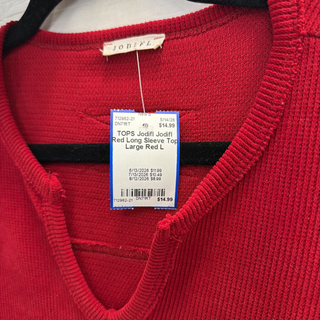 Jodifl Red Long Sleeve Top Large