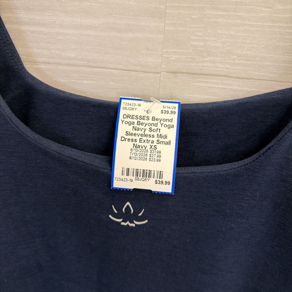 Beyond Yoga Navy Soft Sleeveless Midi Dress Extra Small