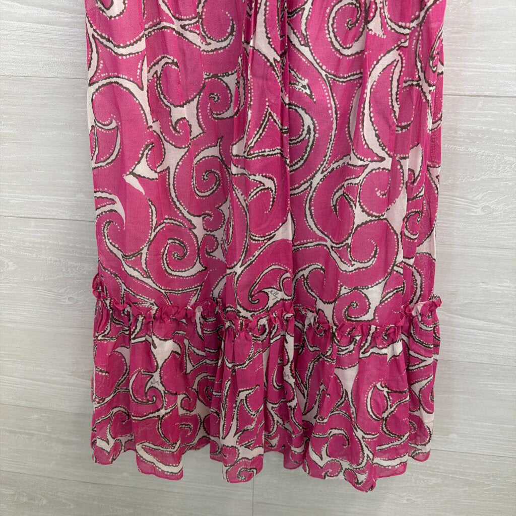 Milly Pink/ White Print 100% Cotton Halter Dress 2