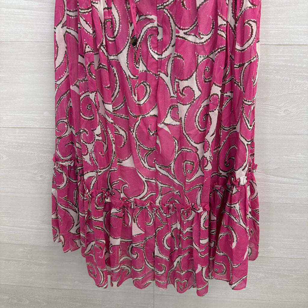 Milly Pink/ White Print 100% Cotton Halter Dress 2