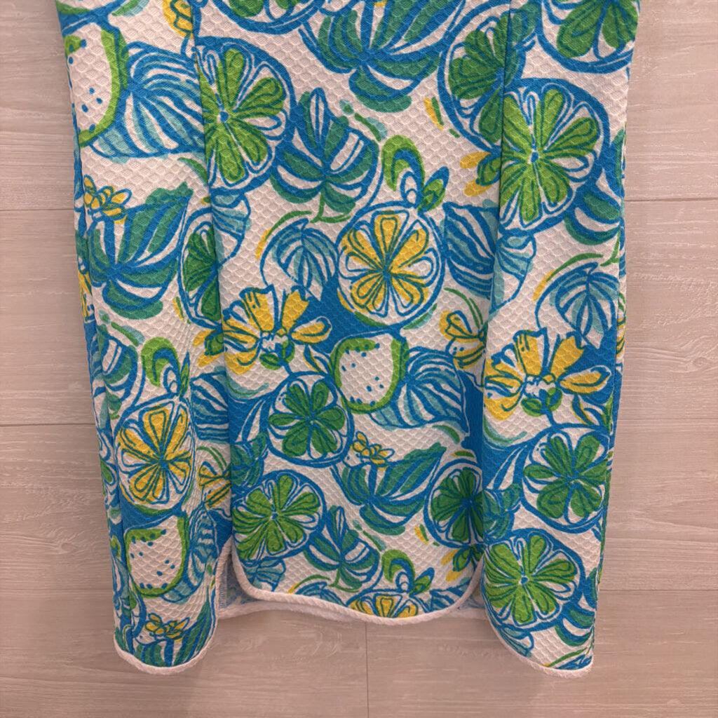 Lilly Pulitzer White/ Blue Textured Print Sleeveless Dress Small
