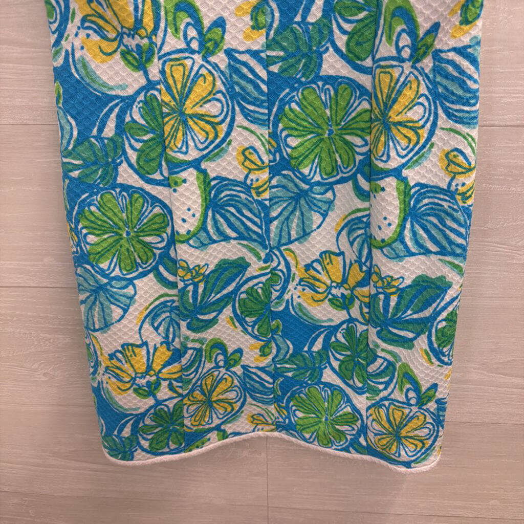 Lilly Pulitzer White/ Blue Textured Print Sleeveless Dress Small