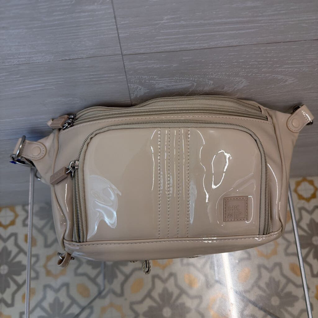 IHKWIP Beige Patent Leather Confidence Sling Crossbody Purse