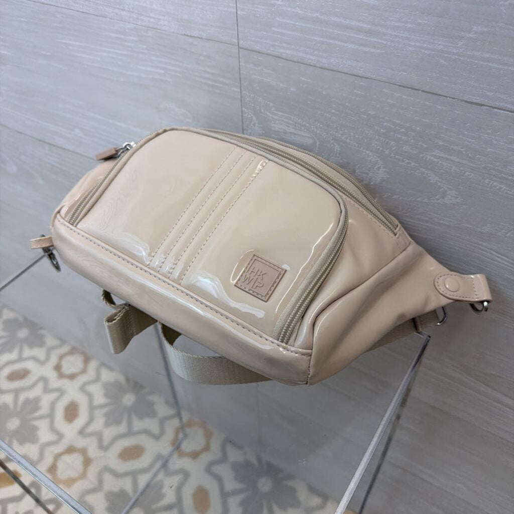 IHKWIP Beige Patent Leather Confidence Sling Crossbody Purse