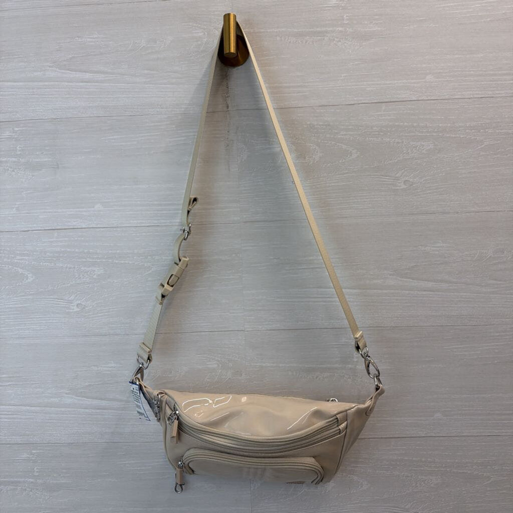 IHKWIP Beige Patent Leather Confidence Sling Crossbody Purse
