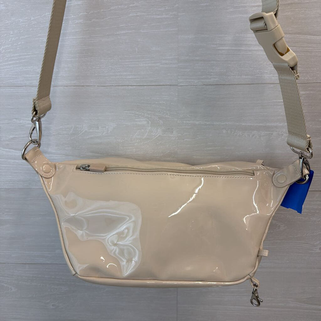 IHKWIP Beige Patent Leather Confidence Sling Crossbody Purse