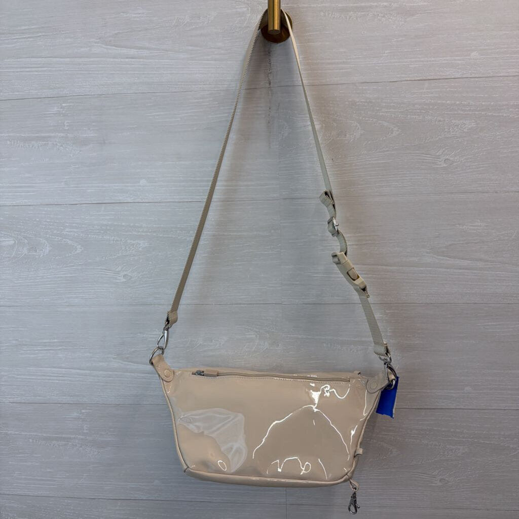 IHKWIP Beige Patent Leather Confidence Sling Crossbody Purse