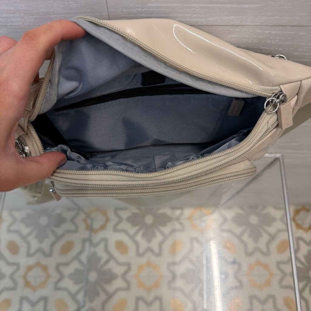 IHKWIP Beige Patent Leather Confidence Sling Crossbody Purse