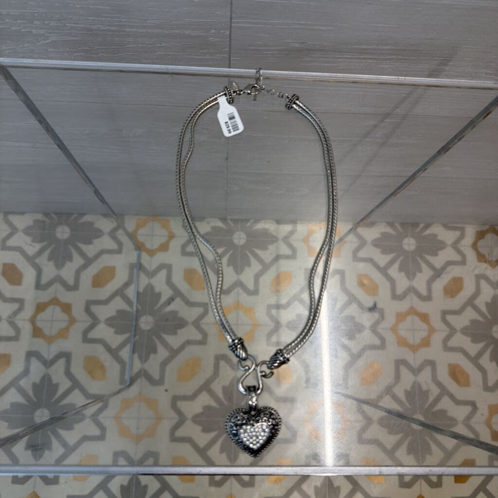Lia Sophia Silver Love Dust Double Chain Heart Pendant Necklace