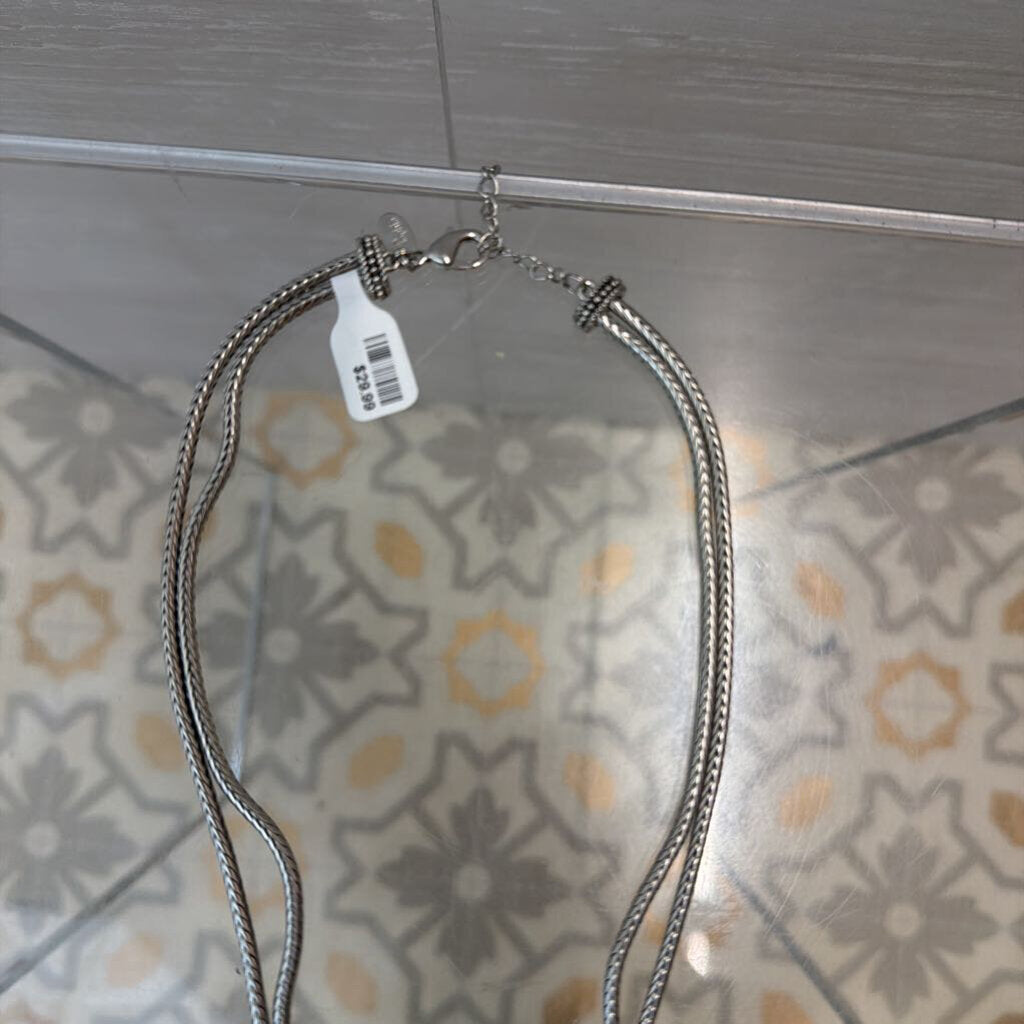 Lia Sophia Silver Love Dust Double Chain Heart Pendant Necklace