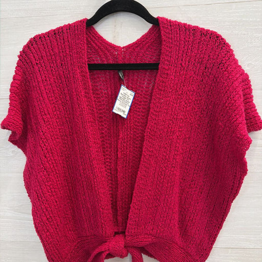 Vintage The Speciality House Pink Knit Short Sleeve Tie Front Top Medium