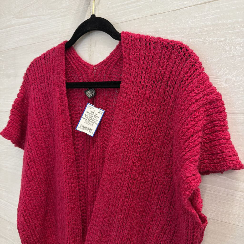 Vintage The Speciality House Pink Knit Short Sleeve Tie Front Top Medium