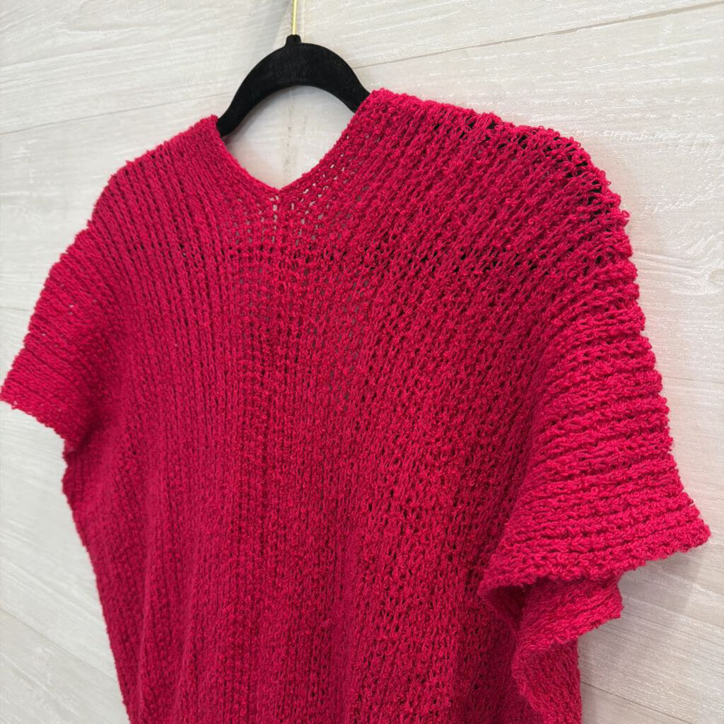 Vintage The Speciality House Pink Knit Short Sleeve Tie Front Top Medium